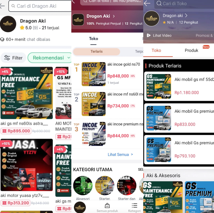 Online Store AKI Mobil dan Motor